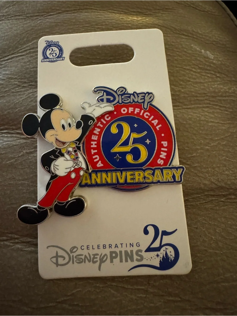 Disney 25th Anniversary Mickey Mouse Pin - Red, Blue, Yellow